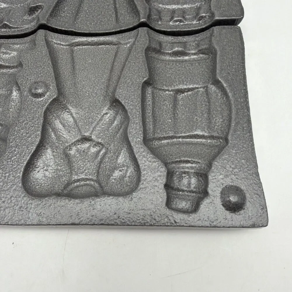 John Wright Cast Iron Candy Mold Christmas Snowman, Angel, Elf, Caroler